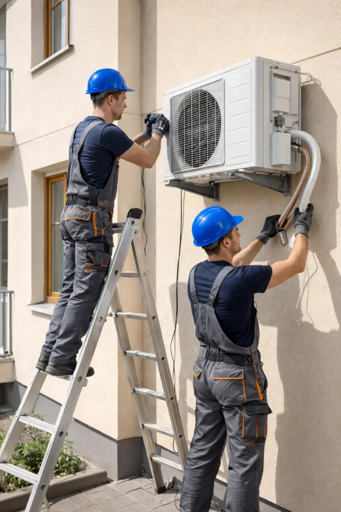 Професионален монтаж на климатици от техници – инсталиране на външно и вътрешно тяло